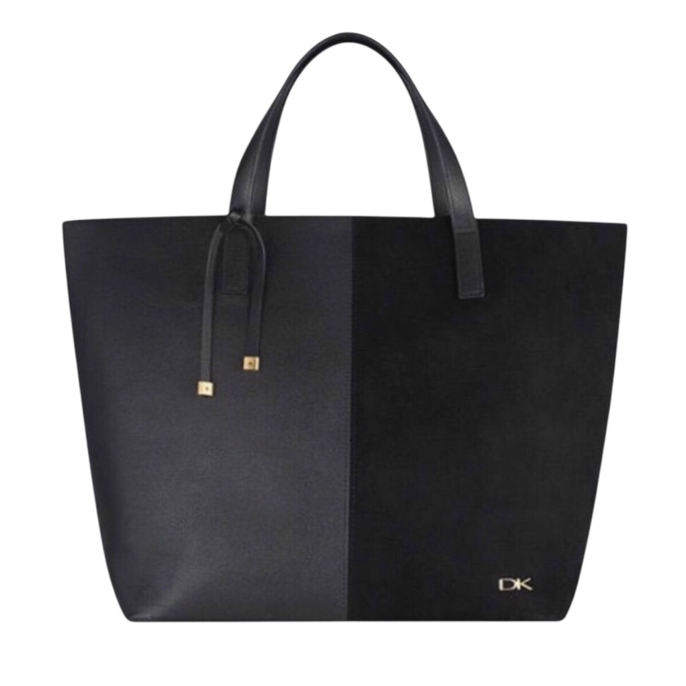DK  Black vegan leather Tote Bag